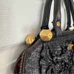 Betsey Johnson Vintage Genuine Leather black ruffle shoulder bag Photo 3