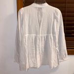 Urban Outfitters NWT UO Eva White Eyelet Long Balloon Sleeve Ruffled Plunge Neckline Blouse XS Photo 4