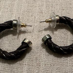 Brown leather Twisted Hoop Earrings One Size Photo 0