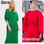 ZARA LIMITED EDITION GREEN PLEATED MIDI DRESS WITH PUFF SLEEVES 2297/693 small Photo 2