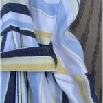 Loft NWT Striped  Wrap Mini Dress Size 6 100% Rayon white blue and yellow stripes Photo 11