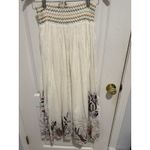 ZARA Women 100% Cotton White Maxi A-Line Skirt Ocean Embroidered Lined Tassel M Photo 1