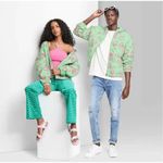 Wild Fable  Unisex Mint Green Floral Quilted Puffer Jacket Cozy Trendy Size L Photo 1