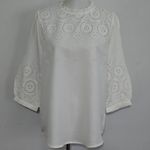 Lascana White Ruffle Eyelet Viscose Three Quarter Sleeve Blouse Size 8 Photo 1
