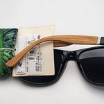 Falls Creek NWT  Black & Faux Wood Sunglasses & Leaf Patterned Cord Photo 2