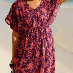 Lands' End NWT Floral Dolman Sleeve Lightweight Short Cover Up Dress Sz M 1 Photo 0