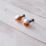 Vintage Screw On Earrings Retro Orange & White Beach Ball Like Photo 1