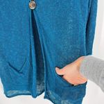 Coldwater Creek  Women's Slub Knit Linen‎ Blend Long Cardigan Blue Green Medium Photo 5