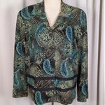 American Vintage Vintage 90s Boho Witchy Paisley Floral Metallic Jacket Green Black Gold Size 16P Photo 15