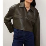 Olive Green Women's Cropped Jacket Size M Photo 0