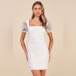 Lulus Tarabya Classic White 3D Floral Beaded Mini Dress Size Medium NWT Photo 14