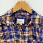 I Love H81 Los Angeles Button Front Shirt Womens Small Orange Blue Pink Plaid Photo 2