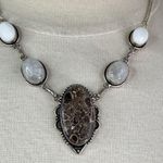 Turritella Fossil Agate Pendant Necklace Brown Photo 1
