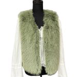 Molly Bracken Sage Green Faux Fur Vest, Size Medium, Soft Fuzzy Winter Vest Photo 2