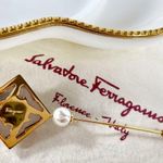 Salvatore Ferragamo Gold & Pearl Pin Photo 0