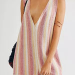 Free People  escape with me coverup romper striped pink red open back size S Photo 0