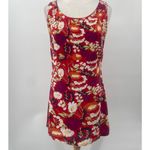 Vintage 90s Esprit Graphic Floral Print Mini Shift Dress Scoop Neck Red Womens 8 Photo 2