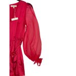 Fanco Women Romper Sheer V Neck Lace Long Sleeve Tie Waist Red Sz. Medium NWT Photo 1