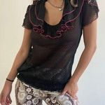 Charlotte Russe Black Sheer Polka Dot Fairy Blouse Size Small Photo 0