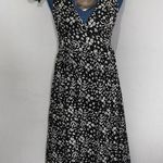 Earth Song Black White Print Cotton Summer Dress Size M Photo 0