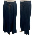 Vintage Y2k Denim Maxi Skirt Lace Up Front Mermaid Hem Cotton Jean Blue 10/12 Photo 0