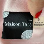 Maison Tara V Neck Pink Watercolor Floral Maxi Dress with Bow Straps size 6 $148 Photo 12