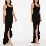 Dress the Population anthropologie  charlene square neck ruffle side slit sz S Photo 2