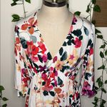 Lovestitch  3/4 Flare Sleeve VNeck  Boho Floral Swing ALine Beach Mini Dress Photo 2