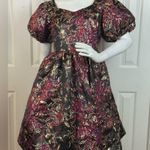 Jessakae Elegant Black and Purple Floral Dress Size Medium. Photo 0