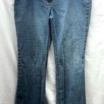 I.N.C Y2K Bootcut Jeans Red Satin Embroidered Oriental Waistband 8 No Stretch Blue Photo 0