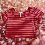 Ambiance Apparel Red And White Striped Crop Top Photo 1