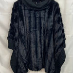 Skye's The Limit women's black plush faux fur turtleneck poncho sweater small Photo 0