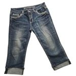 Miss Chic Cropped Blue Jean Women's Size 13 Embroidered Studs Medium Wash Denim Photo 0