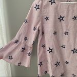 Emma & Olivia Bell Sleeve Star Embroidered Blouse Sz Medium Blue Photo 1