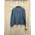 Christopher & Banks  Denim Button Down‎ Top XL Snowman Winter Holiday Party Photo 4