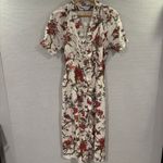 Pilcro Anthropologie x Ruffle-Collar Buttondown Dress Floral Linen Blend Size 2 Photo 2