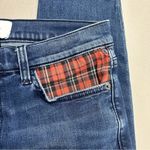 Current/Elliott Current Elliott Denim Blue Jeans Red Plaid Patch Pockets Skinny Womens Size 27 Photo 4
