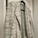 Elle  Cream Black Gray Cotton Tweed Lightweight Unlined Open Front Blazer Size S Photo 3