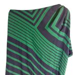 Stella McCartney Navy Green Striped One Shoulder Silk Shift Mini Dress Medium Photo 7