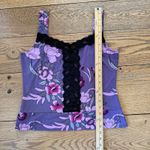 Charlotte Russe  Y2K Floral Lace Trim Cami Top Purple Black Tank Large Photo 6