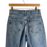 ZARA  Distressed Ripped High Rise Wide Leg Raw Hem Denim Blue Jeans Size 6 Photo 4