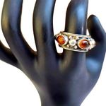 Vintage Sterling Silver Amber Cabochon Ring Sz 7 Photo 0