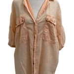 Free People  Oversized Gauze Slub Cotton Lightweight Button Down Shirt Pink Small Photo 0