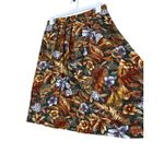 Vintage Panther Floral Midi Skirt Women's Size 16 Brown Green Pleated Photo 3