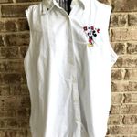 Disney Vintage Plus Sleeveless Top 1X White Embroidered Mickey Mouse U… Photo 0