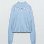 ZARA  Soft Blue Embellished Turtleneck Wool Alpaca Sweater Photo 4