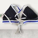 Nautica NWT Black/Blue Cross-Back Bikini Top Size Large Photo 4