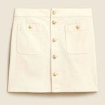 J.Crew  Textured Denim Patch Pockets‎ Gold Buttons Mini Skirt in Ecru Size 27 Photo 1