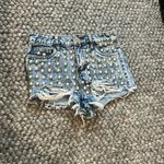 Boom Boom Jeans ‎ Acid Washed Pearl Detailed Denim Shorts Size 1 Photo 1