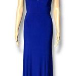 Morgan & Co Womens Formal Dress Halter Top Backless Maxi Prom Royal Blue Size 1 Photo 0